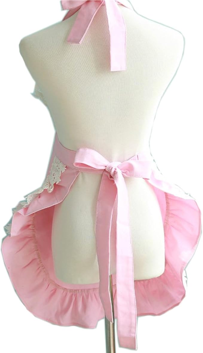 Hyzrz Lovely Home Work Adjustable Apron Cake Kitchen Cooking Women Girls Aprons With Pocket for Gift, Pink