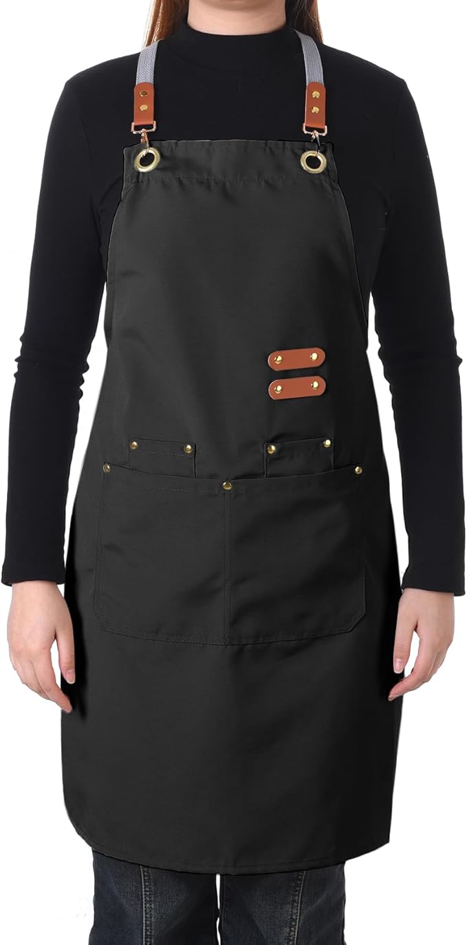 Aoomzoon Durable Kitchen Apron,Multifunctional Chef Aprons for Women & Men with Pockets for Cooking Baking & Daily Use