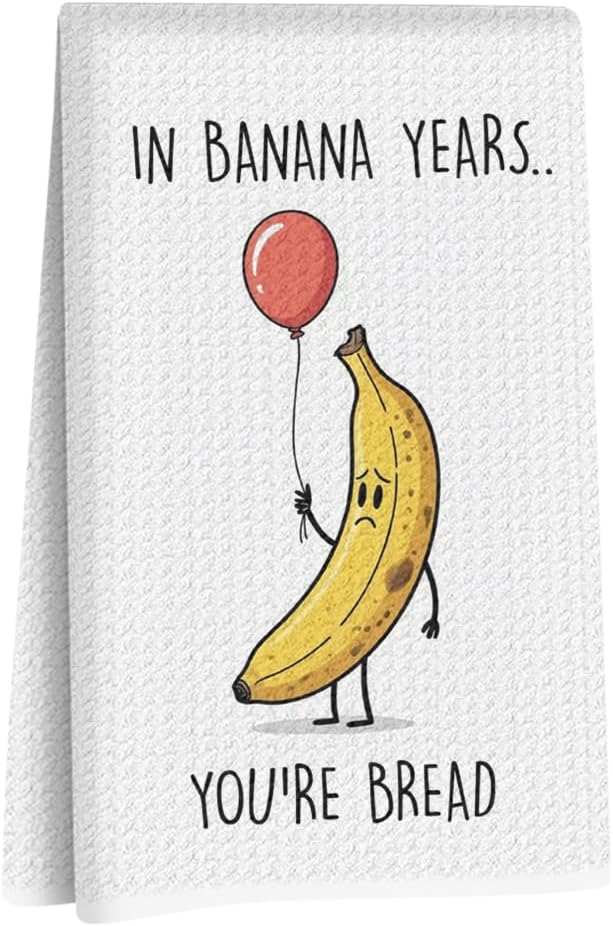 Jztco Funny Banana Kitchen Towels, Banana Gifts Reusable Hand Tea Towel, Microfiber Dish Cloths for Drying Dishes, Waffle Dish Towels for Kitchen Home Decor, for Friends Women Mom 24x14 Inch
