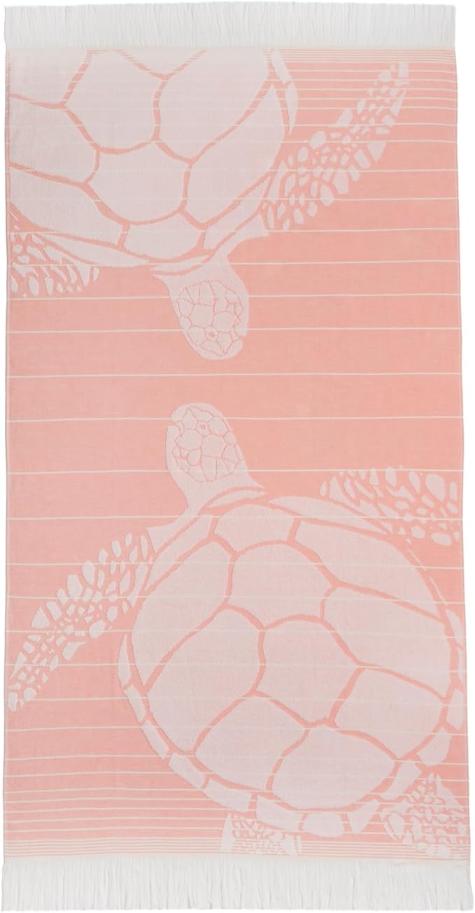 SOFE H&L | LINVIA Foutah Quick Dry Beach Towel Pack of 2 (35” x 70”) CARETTA - Coral | Lightweight, Premium, Fade Resistant, Durable | Travel Towel, Turkish Beach Towel with Shoulder Strap