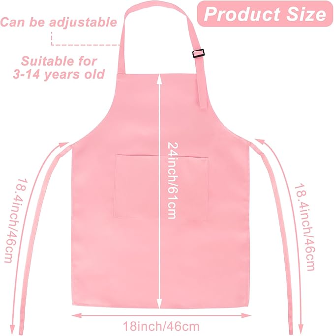Morcheiong 8/12/24 Pack Adjustable Kids Apron Bulk with 2 Pockets Toddler Apron Kids Painting Aprons for Baking Painting