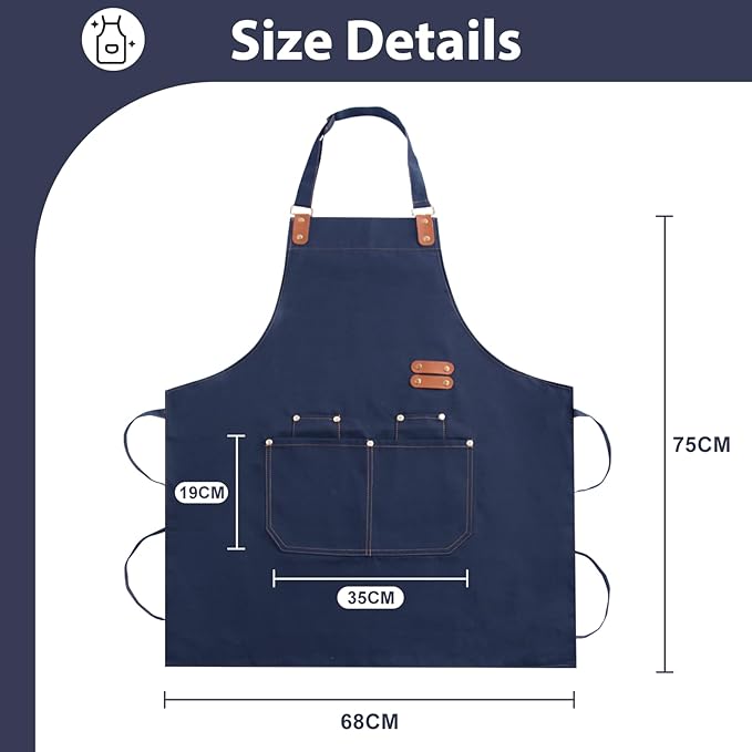 Apron for Men Women, Chef Apron with Adjustable Neck Strap, Heavy Duty Apron with Pockets, for Cooking, Gardening