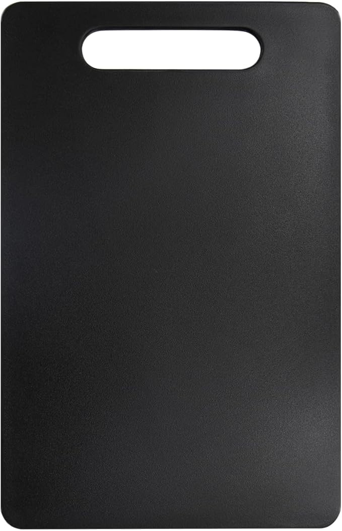 Fotouzy Plastic Utility Cutting Board with Handles, Food Safe PP Material, BPA Free, Dishwasher Safe, Thick Chopping Board, Large Size, Easy Grip Handle, for Kitchen (Black)