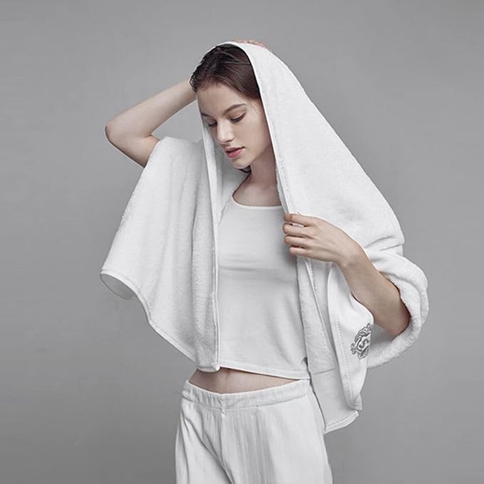 Luxury Bathroom Super Soft and Highly Absorbent Premium 100% Cotton Bath Towel Set for Gifts (White-B)