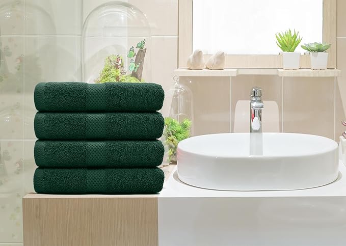 DAN RIVER 6-Pack Premium Hand Towels (16x28 Inches) - 100% Cotton, Ultra Soft, Lightweight, Highly Absorbent Towels for Bathroom, Spa, Gym, Salon, Hotel, and Travel - Hunter Green