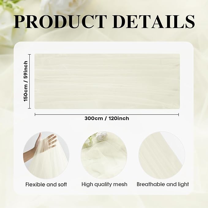 Artoid Mode 6PCS Beige Gauze Table Runner 120 Inch 10FT, Seasonal Sheer Kitchen Dining Holiday Wedding Birthday Baby Shower Table Decor for Home Party