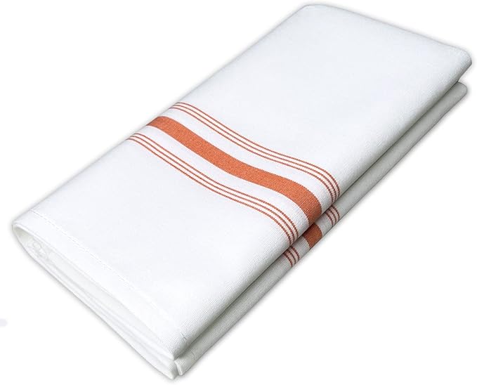 Restaurant Cloth Napkins Set of 12 Pack, Dinner Napkins Cloth Washable 18 x 22 Ins, Reusable Table Napkins Cloth, No Iron,No Fade, Easy to Remove Stains, Orange Stripes