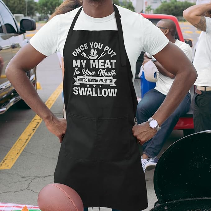 SANDJEST Men's Aprons with Pockets - Funny Aprons for Men BBQ, Kitchen, Cooking - Gifts for Birthday, Birthday