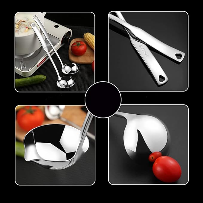 Kitchen Luminous Soup Ladle with Pour Spout,Premium 18/8 Stainless Steel,12-Inch Heavy Duty Punch Ladle for Serving,Cooking,Canning,Sauces,Gravy,Stews