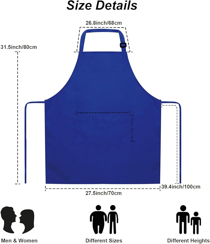 15 Pcs Adult Aprons Bulk with Pockets Adjustable Bib Chef Apron for Women Men Painting Cooking Crafting (S/L)