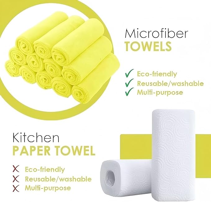 48 Pack 16'x16' Microfiber Household Cleaning Cloths - Multi-Purpose, Machine Washable, Absorbent Towels for Kitchen, Car, Home Appliances (16x16 48pk Green)