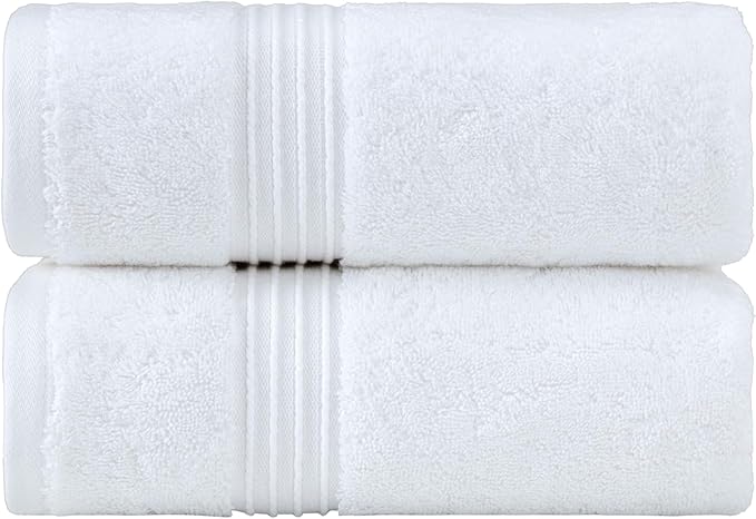 Milara Turkish Super-Plush Bathroom Hand Towels Set 2-Piece | Premium Cotton Hand Towels Set Absorbent, Durable with Hanging Loops | White Color Hand Towel, (16 x 30 Inches)