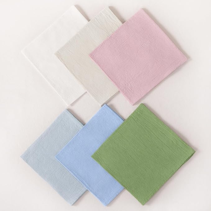 Socomi Cloth Napkins Blue Easter Spring Washable Reusable Bulk Linen Cotton Napkins Set of 10 17"x17" for Wedding Party Bridal Baby Shower Birthday Dining Table Decorations
