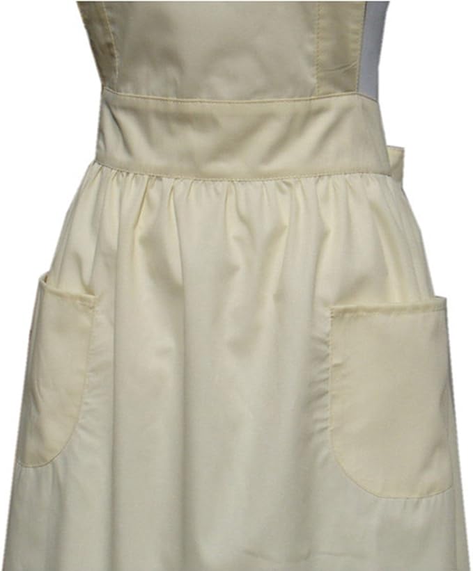 Hyzrz Cute Lovely Cotton Retro Kitchen Cooking Aprons for Women Girls Vintage Baking Apron with Pockets for Mother Gift