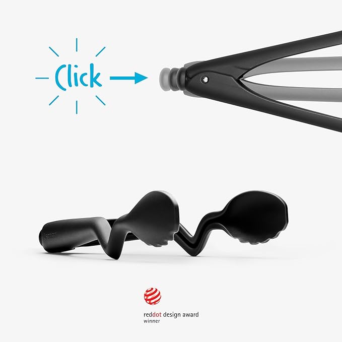 Dreamfarm Clongs Lite Nylon Kitchen Cooking Tongs, Click-Lock Open & Close with Extra Grippy Tips - 10.5" Black
