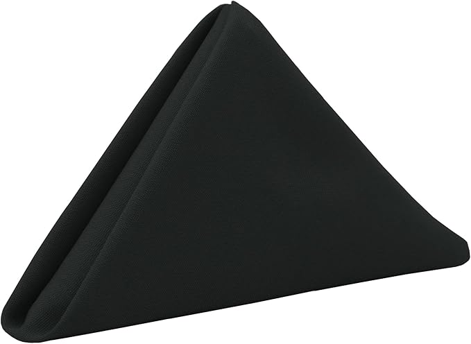 Your Chair Covers Cloth Polyester Napkins, 20 x 20 Inch, Washable Dinner Fabric Linen Napkins with Hemmed Edges for Restaurant, Wedding and Holiday Pack of 10 (Black)