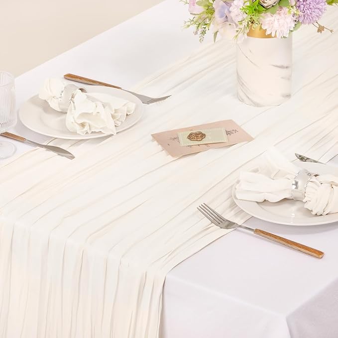 MLMC 10 Pack Cheesecloth Napkins Wedding Napkins 21"x21" Boho Reusable Napkins in Bulk for Wedding Bridal Baby Shower Events Table Decor Ivory White