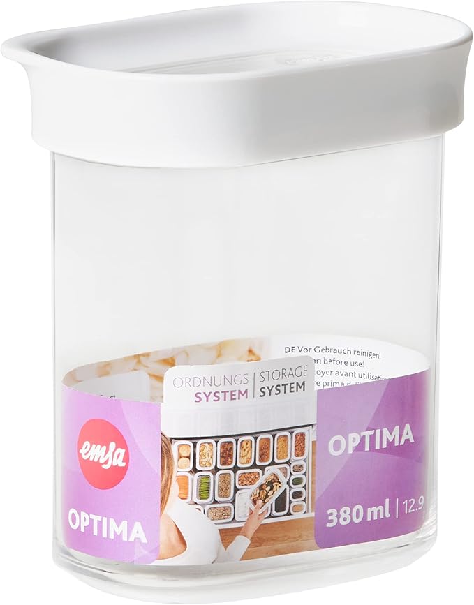Emsa N11415 Optima Dry Storage Container 0.38 Litres Rectangular Portrait Format 100% Safe, Hygienic, Safe and Space-Efficient Fresh Seal BPA-Free Transparent Design