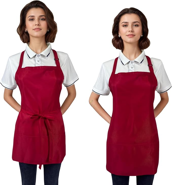 Short Aprons for Women with 3 Pockets，Waterproof Chef Apron for Cooking, Men Kitchen Apron for Grilling Bbq