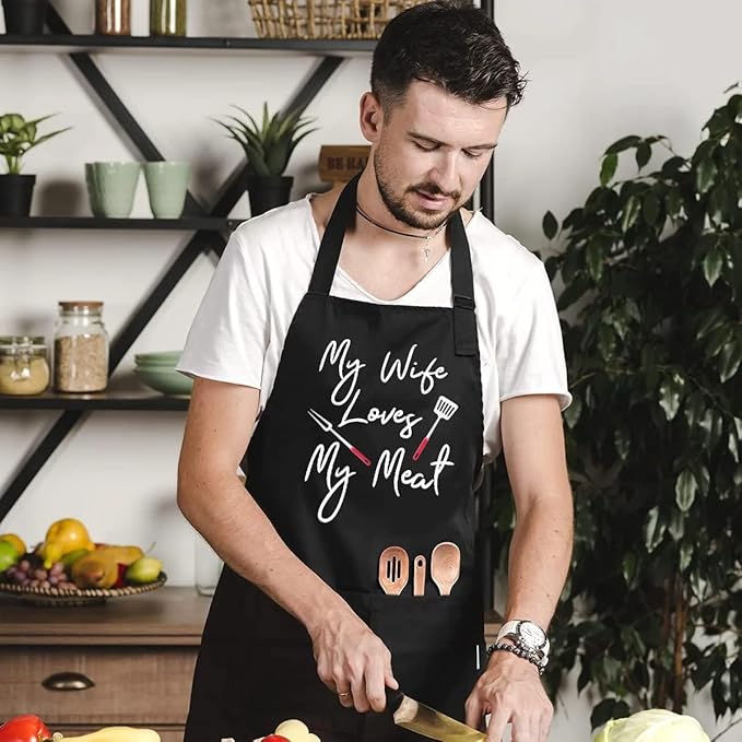 Funny apron for men Adjustable Waterproof with Pockets for Cooking Baking BBQ Gift Apron for Day, Birthday Gifts