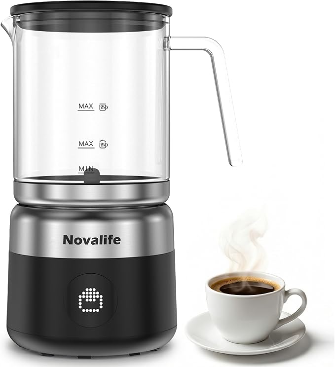 5-in-1 Electric Milk Frother, Removable Milk Frother and Steamer One-Touch for Hot and Cold Milk Froth Latte/Cappuccino/Hot Chocolate, 600W Milk Frother, Dishwasher-Safe BPA Free (black)