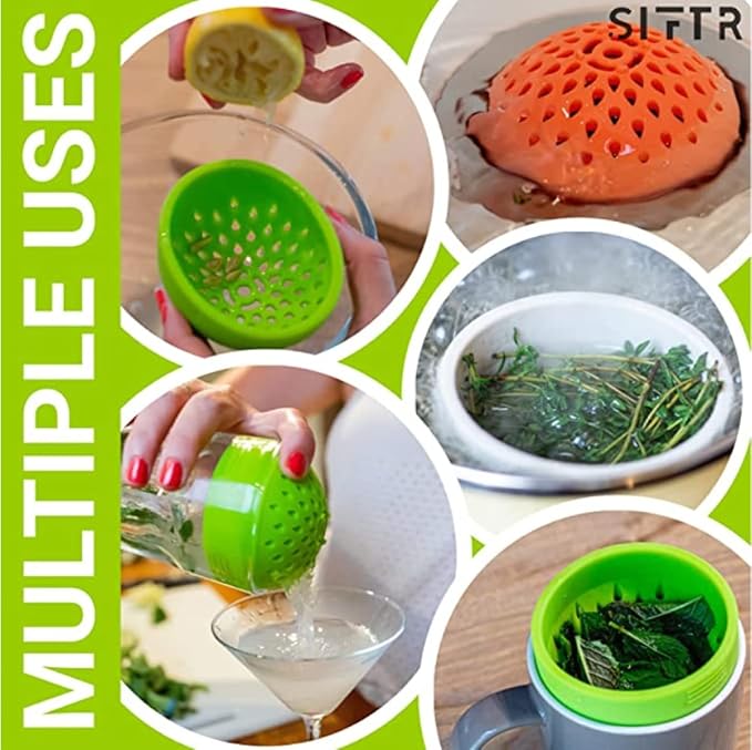 (RED) Nesting Can Strainer Mini Colander Set - Space Saving Small Colanders and Strainers - Multi Use Kitchen Gadget - Silicone Can Strainer