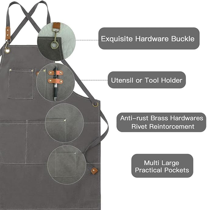 Kids Aprons AdjustableTool Waterproof For Cooking Painting Gardener Canvas Apron For 6-12 Girls And Boys