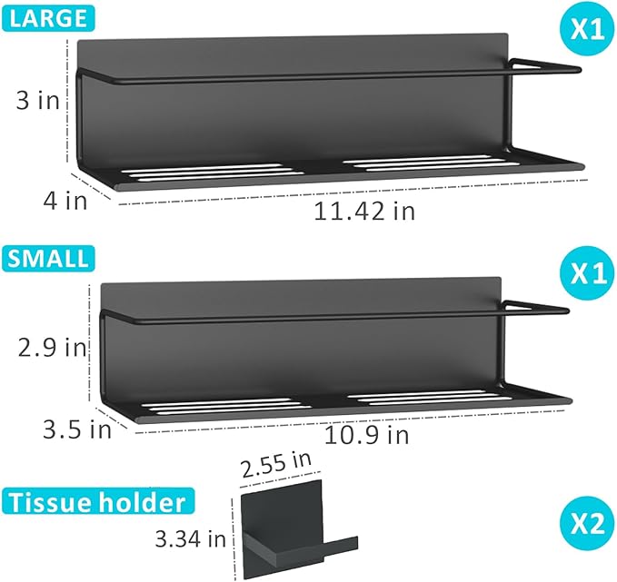Magnetic Spice Rack For Refrigerator, Space Saving Magnetic Shelf For Fridge Black 2 Pack