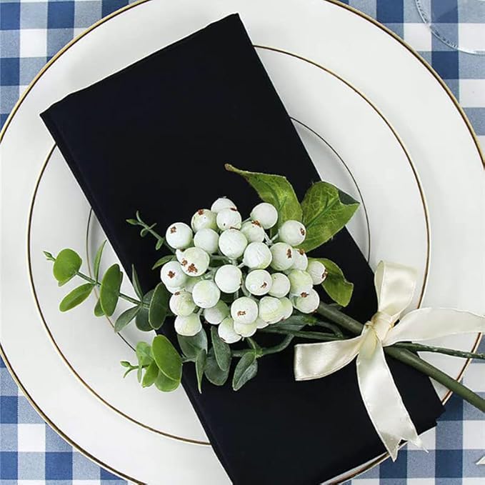 Black Cloth Napkins Set of 12,100% Cotton Napkins,18 x18 inch,Formal Dinner Napkins for Hallooween,Washable,Soft,Thick（Formal Black）