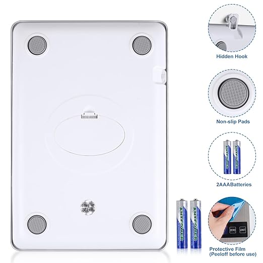 Food Scale, 22lb Digital Kitchen Scale with 1g/0.1oz Accuracy, 5 Units (g/kg/lb:oz/ml/fl.oz), Backlit LCD, 9x6.3x0.8 Inch Stainless Steel Panel, Hidden Hook, Batteries Included