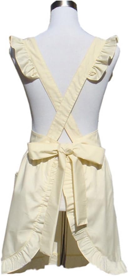 Hyzrz Cute Lovely Cotton Retro Kitchen Cooking Aprons for Women Girls Vintage Baking Apron with Pockets for Mother Gift