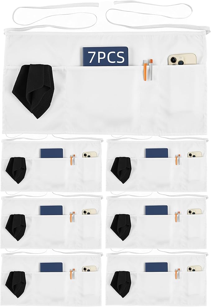 Xeoxarel Aprons with 4 Pockets (Available in 3 Pack / 7 Pack) 23.5'' X 11.5''
