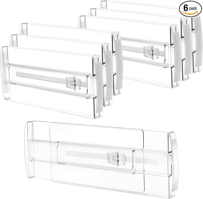 6 Pack Drawer Dividers for Clothes, 4" High 10.6"-16.9" Adjustable Drawer Dividers Expandable Dresser Drawer Organizer, Clear Drawer Separators for Clothes, Underwear, Cosmetic, Kitchen Utensils