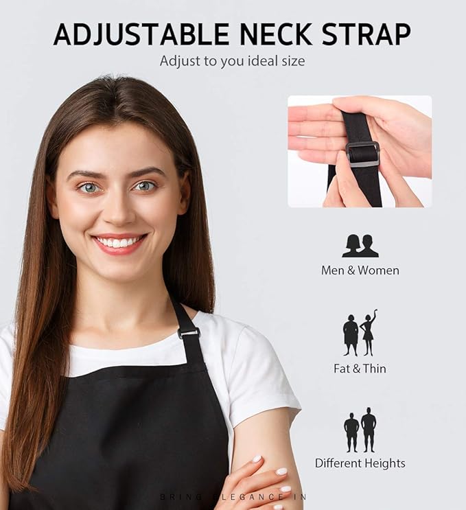 Syntus Apron for Men Women, Adjustable Cooking Kitchen Chef Aprons with 2 Pockets, Cotton/Polycotton/Polyester