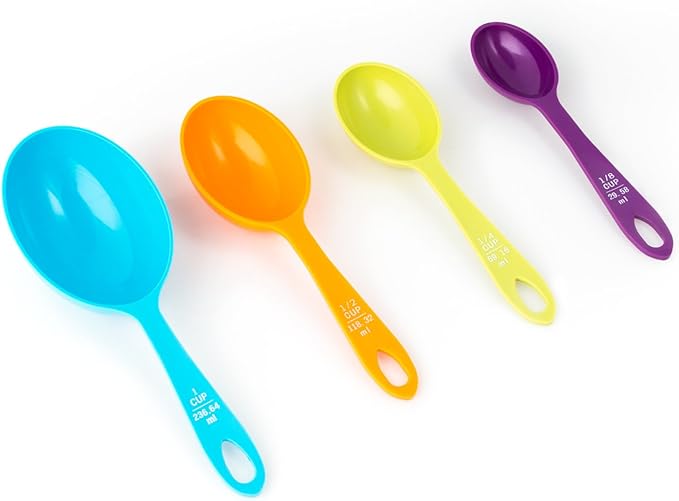 Fox Run Measuring Cup Set, 1/8 cup to 1 Cup, Multicolored 4 Cup Measuring Set