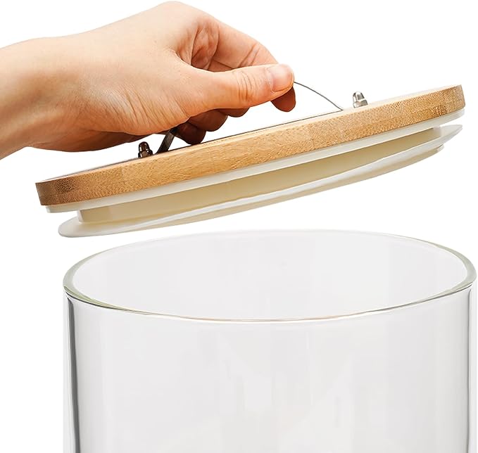7.5L Cereal Dispenser, Bamboo Grain Storage Barrel with Sealed Lid and Wooden Stand, Cereal Container for Pantry Organization and Storage