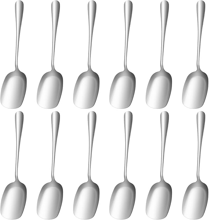 12 Pcs Stainless Steel Buffet Serving Spoon, 8.6 Inch Large Serving Spoon Set, Bulk Silver Food-Grade Polished Buffet Utensils Banquet for Parties/Kitchen/Catering/Banquet Dishwasher Safe