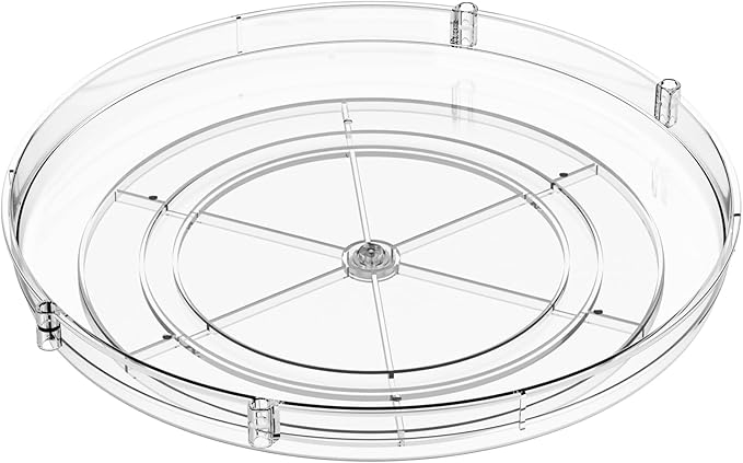 12" W Acrylic Clear Lazy Susan Turntable for Cabinet,Kitchen Countertop,Refrigerator and Pantry Organization Storage,1 Tier Small Spinning Organizer for Vitamin,Medicine,Spice Rack & Organization