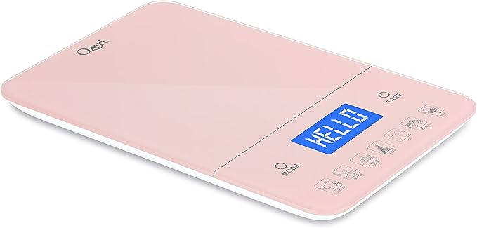 Ozeri Touch III Digital Kitchen Scale with Calorie Counter, 22 lbs (10 kg), Crystal Rose