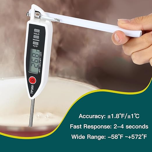 Copkim 10 Set Waterproof Food Thermometer for Water, Liquid, Candle and Cooking Digital Meat Thermometer with Long Probe Instant Read for Kitchen BBQ Grill Candy (White)