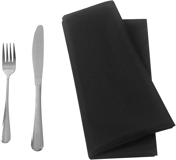 Bailarina Cloth Napkins Set of 120,17x17 inches Dinner Napkins Cloth Washable,Polyester Square Table Cloth Napkin Bulk with Hemmed Edges Ideal for Banquets, Parties and Weddings-Black