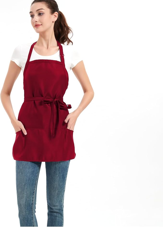 Short Aprons for Women with 3 Pockets，Waterproof Chef Apron for Cooking, Men Kitchen Apron for Grilling Bbq