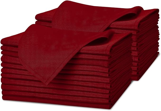 Avalon Kitchen Red Cloth Napkins Bulk (Pack of 24) - 100% Polyester Dinner Linen Napkins Cloth Washable & Reusable - Durable with Hemmed Edges - Ideal for Parties and Weddings (17x17 Inches)