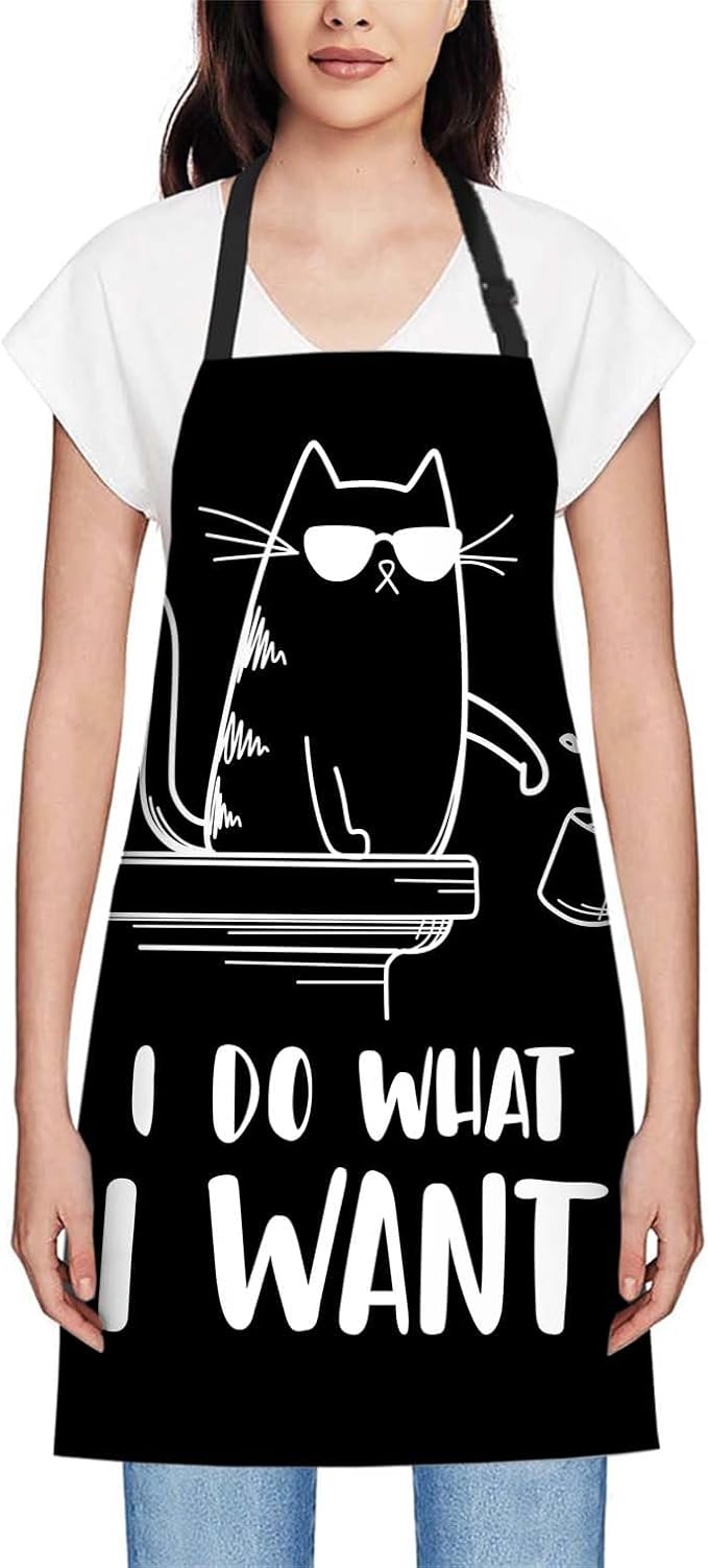 oFloral I Do What I Want Apron Adjustable Bib Chef Aprons Cooking Apron Unisex Women Men Aprons Perfect for Home Kitchen, Baking, Gardening, Restaurant, Coffee house BBQ