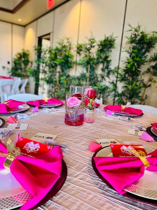 Your Chair Covers Cloth Polyester Napkins, 20 x 20 Inch, Washable Dinner Fabric Linen Napkins with Hemmed Edges for Restaurant, Wedding and Holiday Pack of 10 (Fuchsia)