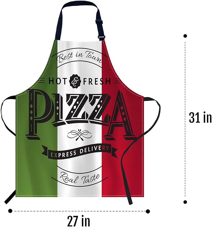 oFloral Pizza Poster Apron Unisex Adjustable Bib Apron, Cooking Kitchen Chef Apron, Women Men Apron for Home Kitchen, Restaurant, Coffee house