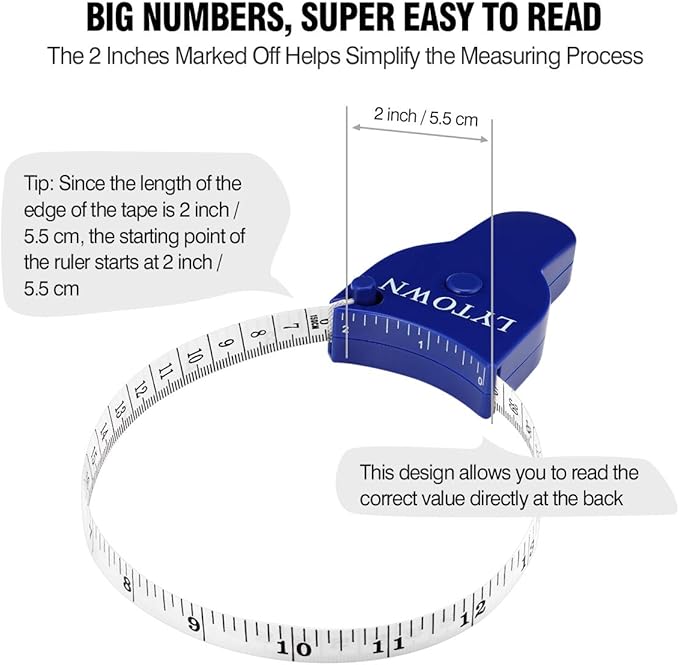 2PCS Body Measure Tape 60inch (150cm), Automatic Telescopic Tape Measure for Body Measurement & Weight Loss, Accurate Tape Measure for Tailor, Sewing, Fitness, Handcrafts, Clothes
