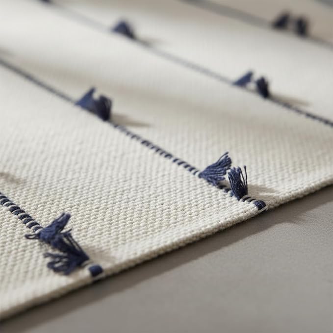 Boho Placemats 13 x 19 Inch Set of 6 for Dining Table Decor Woven Cloth Place Mats for Farmhouse Rustic Kitche Spring Home Decor Cotton Placemats Blue and Beige Table Mats