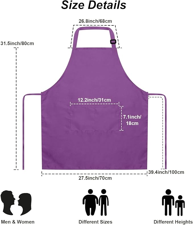 15 Pcs Adult Aprons Bulk with Pockets Adjustable Bib Chef Apron for Women Men Painting Cooking Crafting (S/L)