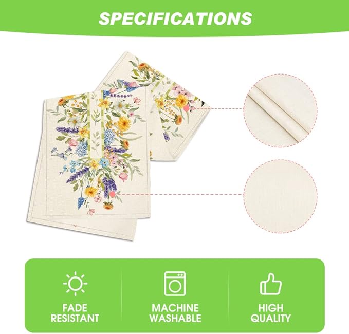 Artoid Mode Bloom Flowers Tulip Spring Table Runner, Seasonal Easter Holiday Kitchen Dining Table Decoration for Home Party Indoor 13x120 Inch